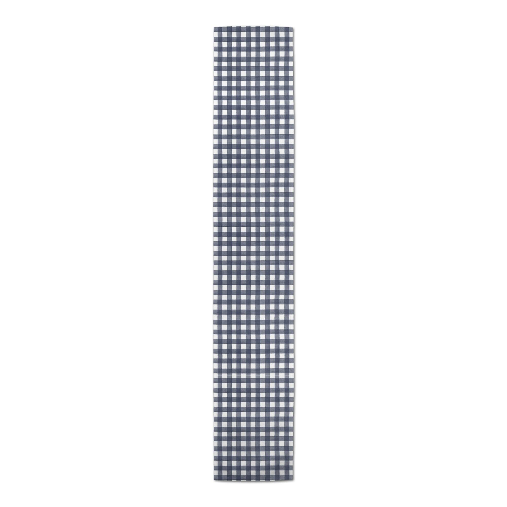 90" Navy Blue Buffalo Check Cotton Twill Table Runner